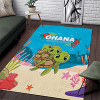 Ohana Hawaii Area Rug Kawaii Family Turtle