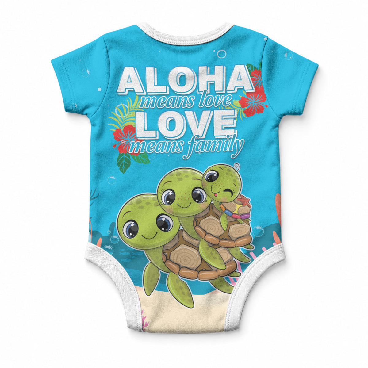 Ohana Hawaii Baby Onesie Kawaii Family Turtle LT05 - Polynesian Pride