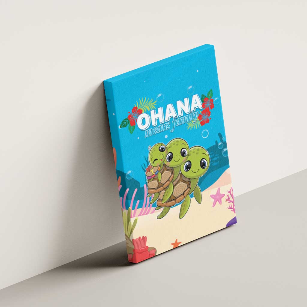 Ohana Hawaii Canvas Wall Art Kawaii Family Turtle