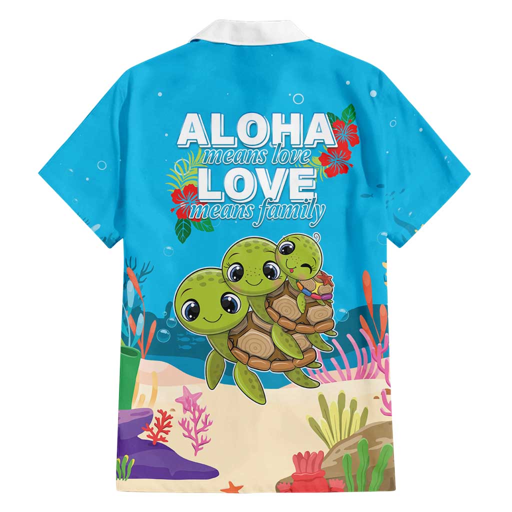 Ohana Hawaii Family Matching Long Sleeve Bodycon Dress and Hawaiian Shirt Kawaii Family Turtle LT05 - Polynesian Pride
