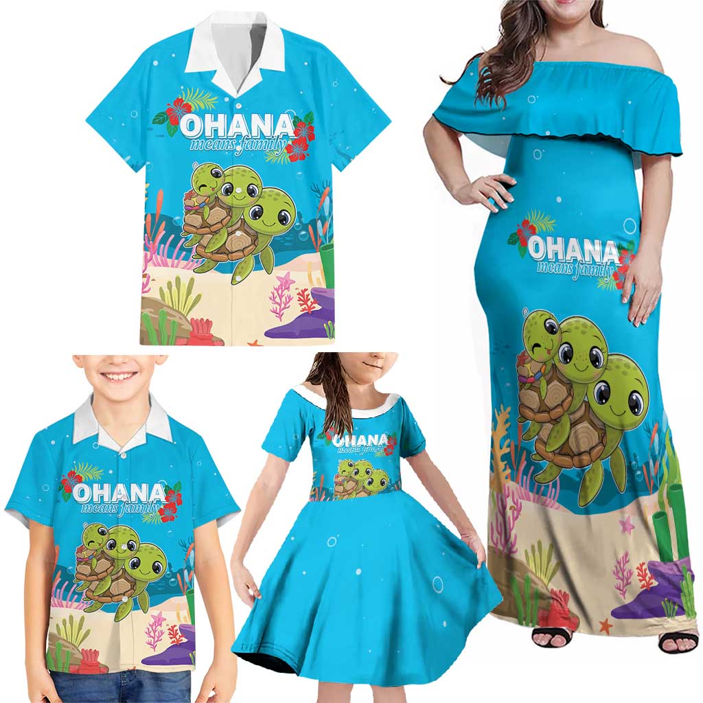 Ohana Hawaii Family Matching Off Shoulder Maxi Dress and Hawaiian Shirt Kawaii Family Turtle LT05 - Polynesian Pride