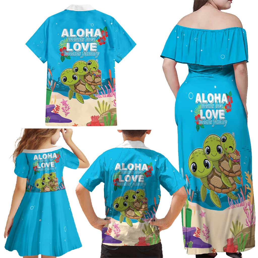 Ohana Hawaii Family Matching Off Shoulder Maxi Dress and Hawaiian Shirt Kawaii Family Turtle LT05 - Polynesian Pride