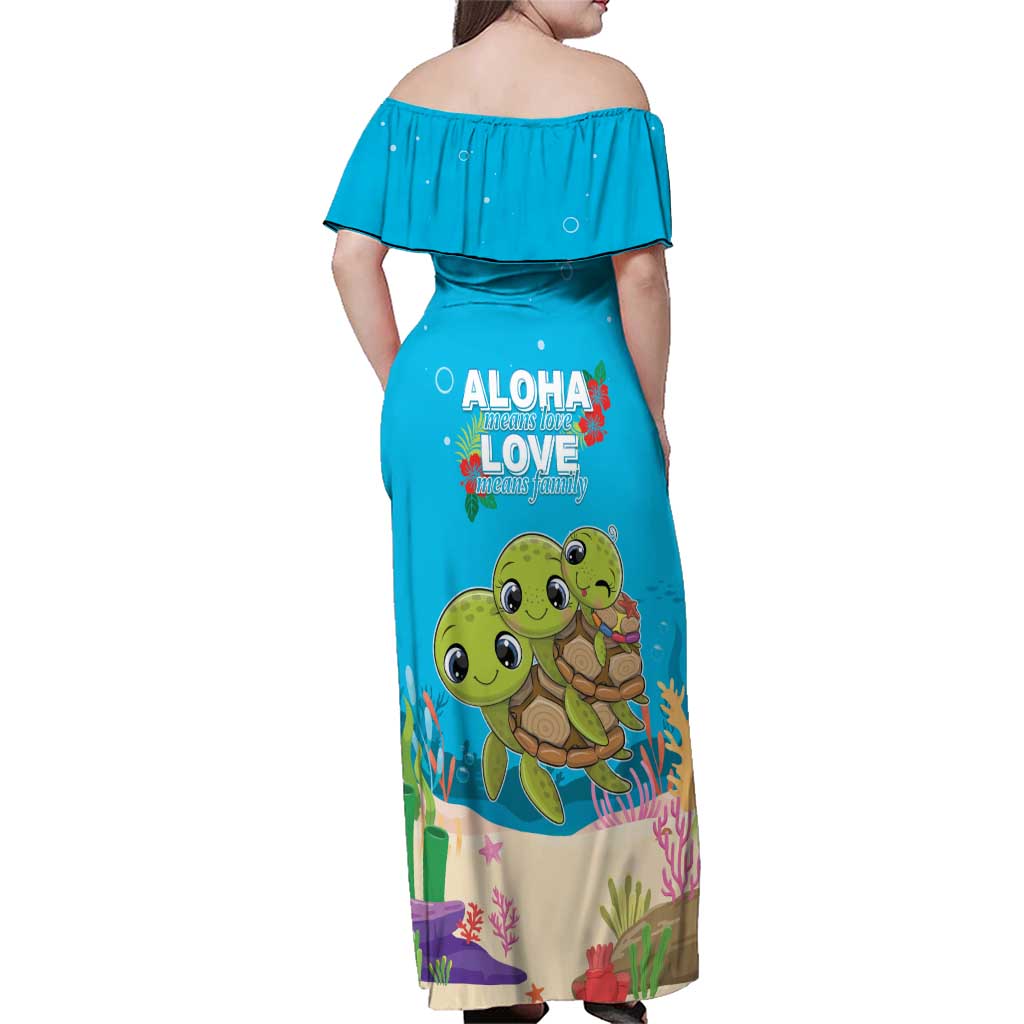 Ohana Hawaii Family Matching Off Shoulder Maxi Dress and Hawaiian Shirt Kawaii Family Turtle LT05 - Polynesian Pride