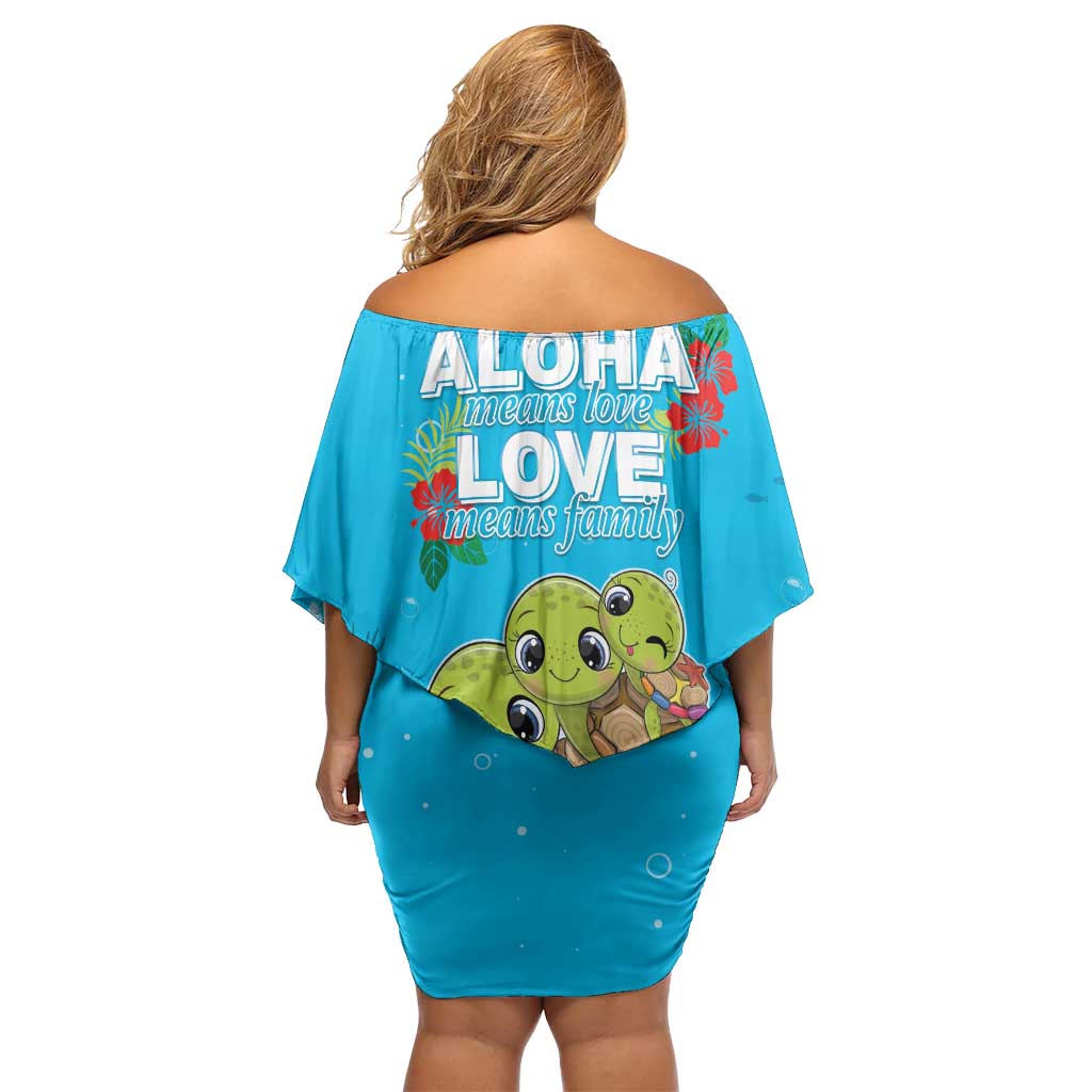 Ohana Hawaii Family Matching Off Shoulder Short Dress and Hawaiian Shirt Kawaii Family Turtle LT05 - Polynesian Pride