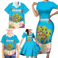 Ohana Hawaii Family Matching Short Sleeve Bodycon Dress and Hawaiian Shirt Kawaii Family Turtle LT05 - Polynesian Pride