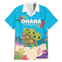 Ohana Hawaii Family Matching Short Sleeve Bodycon Dress and Hawaiian Shirt Kawaii Family Turtle LT05 Dad's Shirt - Short Sleeve Blue - Polynesian Pride