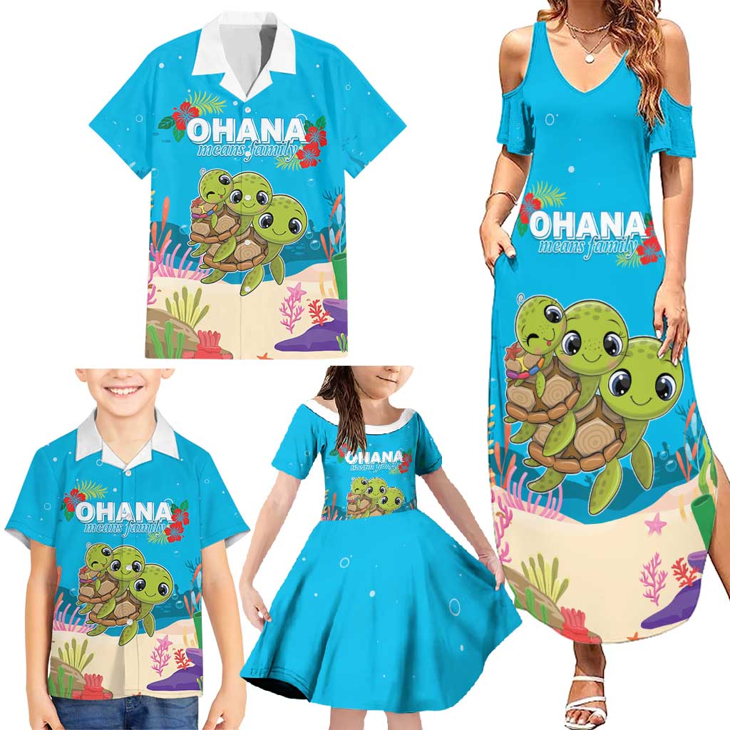 Ohana Hawaii Family Matching Summer Maxi Dress and Hawaiian Shirt Kawaii Family Turtle LT05 - Polynesian Pride