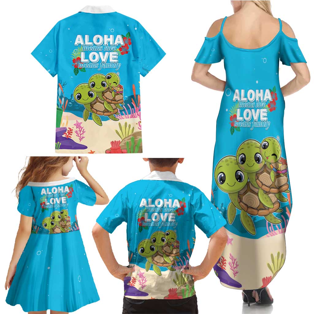 Ohana Hawaii Family Matching Summer Maxi Dress and Hawaiian Shirt Kawaii Family Turtle LT05 - Polynesian Pride