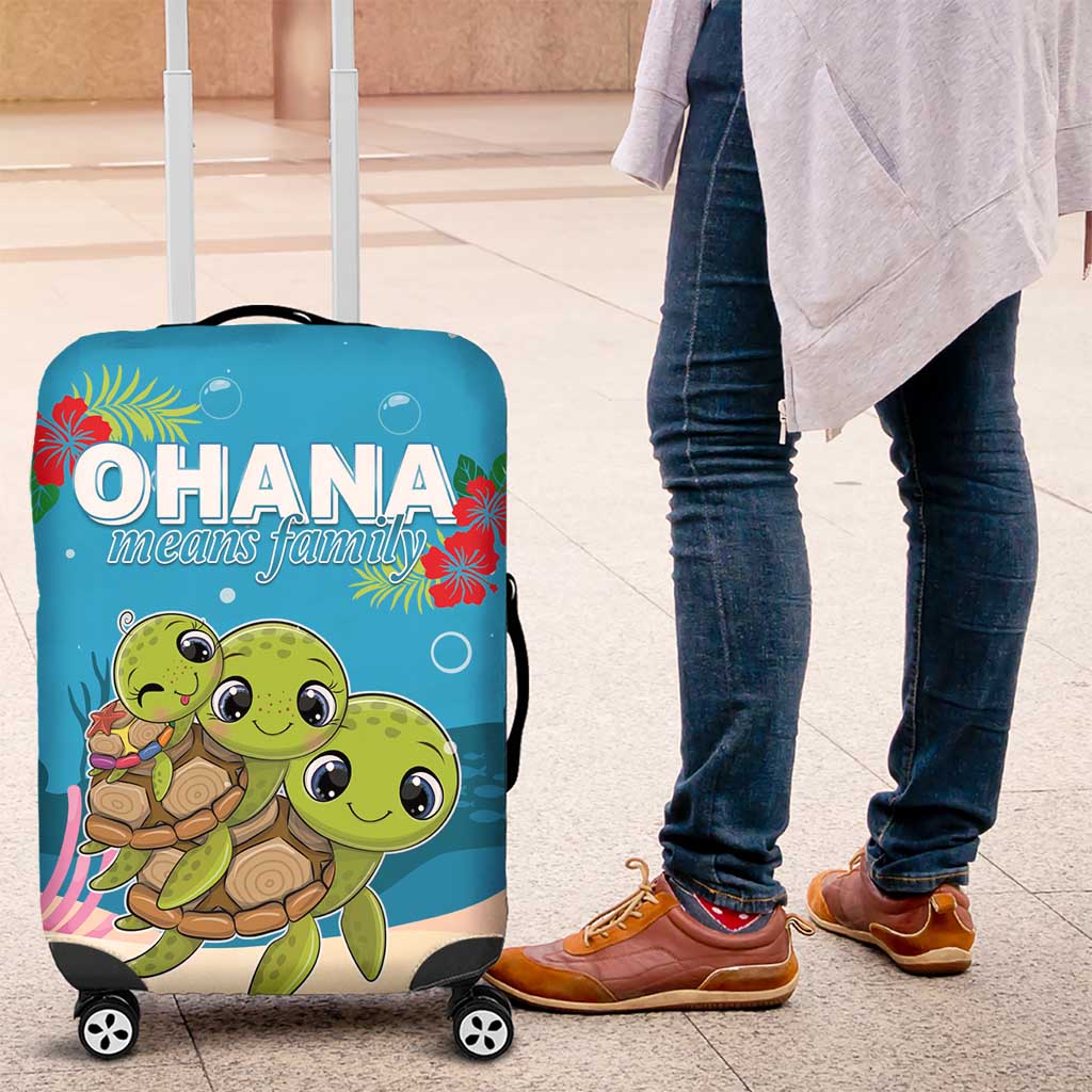 Ohana Hawaii Luggage Cover Kawaii Family Turtle LT05 Blue - Polynesian Pride
