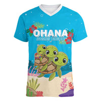 Ohana Hawaii Women V-Neck T-Shirt Kawaii Family Turtle
