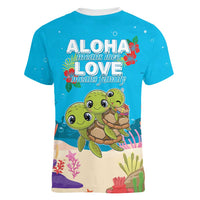 Ohana Hawaii Women V-Neck T-Shirt Kawaii Family Turtle