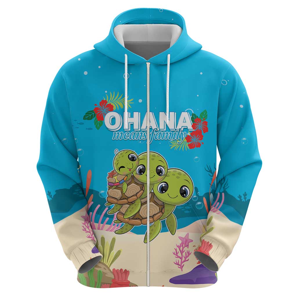 Ohana Hawaii Zip Hoodie Kawaii Family Turtle