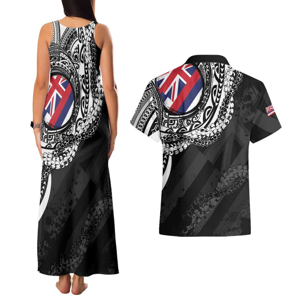 Hawaii King Flag Couples Matching Tank Maxi Dress and Hawaiian Shirt Hawaiian Maile Lei - Polynesian Pride