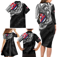 Hawaii King Flag Family Matching Long Sleeve Bodycon Dress and Hawaiian Shirt Hawaiian Maile Lei LT05 - Polynesian Pride