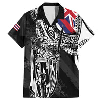 Hawaii King Flag Family Matching Off The Shoulder Long Sleeve Dress and Hawaiian Shirt Hawaiian Maile Lei LT05 Dad's Shirt - Short Sleeve Black - Polynesian Pride