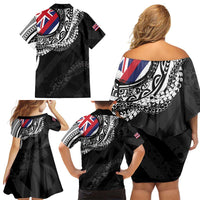 Hawaii King Flag Family Matching Off Shoulder Short Dress and Hawaiian Shirt Hawaiian Maile Lei LT05 - Polynesian Pride