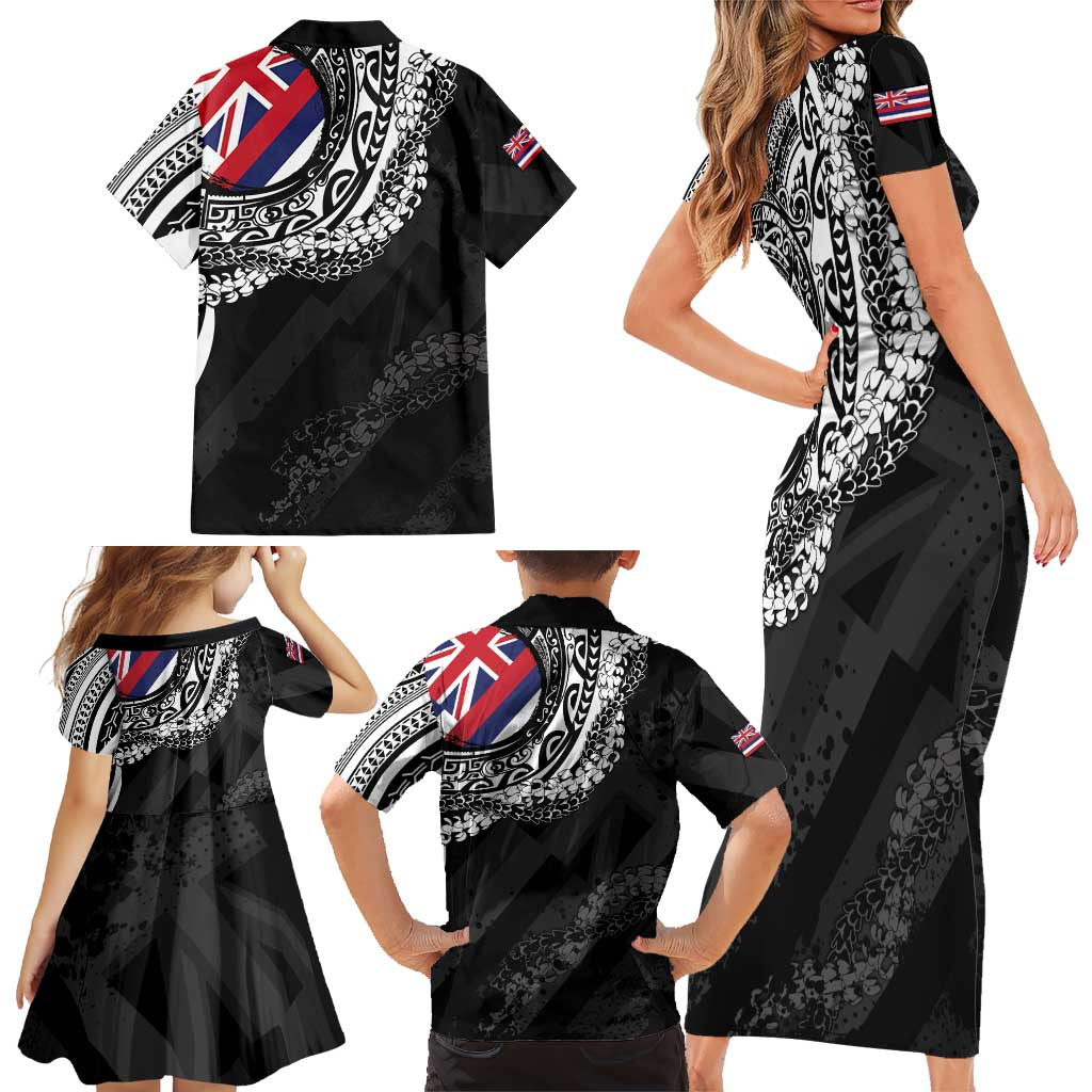 Hawaii King Flag Family Matching Short Sleeve Bodycon Dress and Hawaiian Shirt Hawaiian Maile Lei LT05 - Polynesian Pride