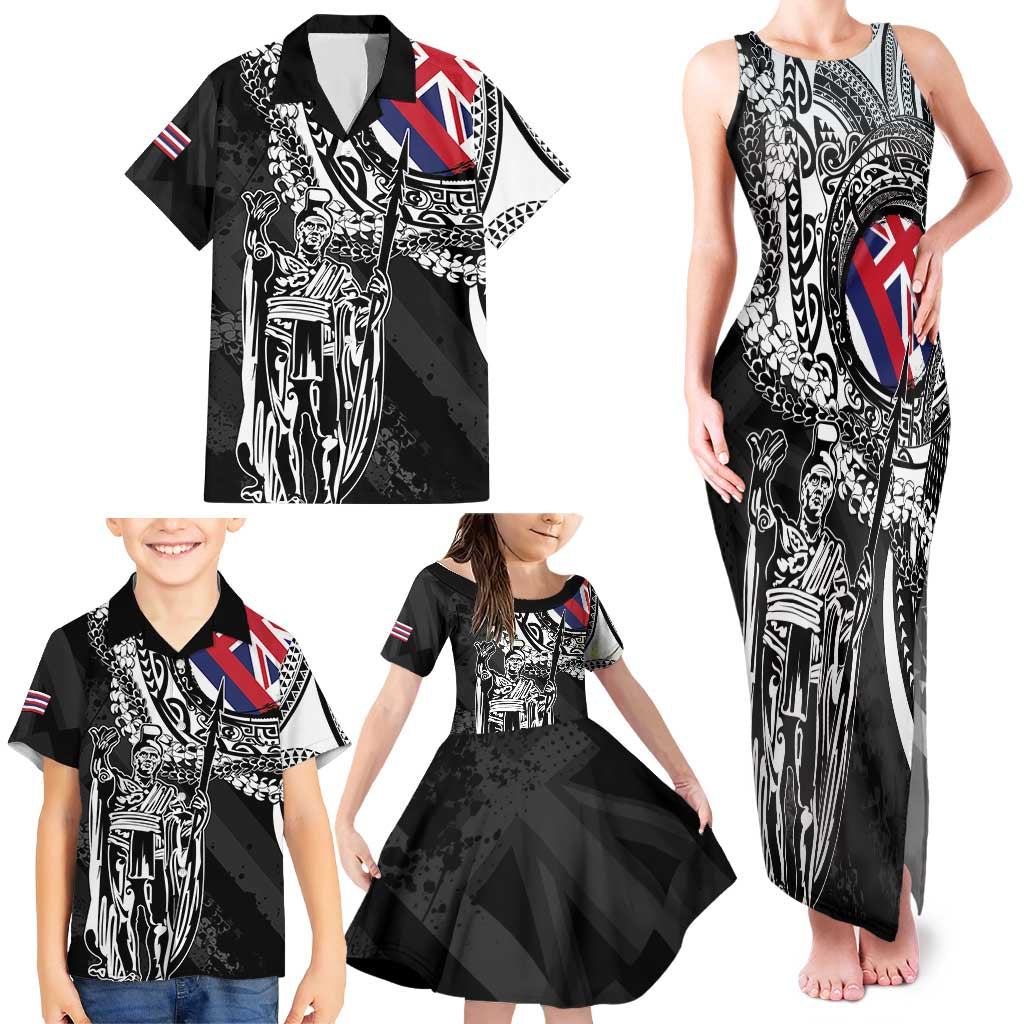 Hawaii King Flag Family Matching Tank Maxi Dress and Hawaiian Shirt Hawaiian Maile Lei LT05 - Polynesian Pride