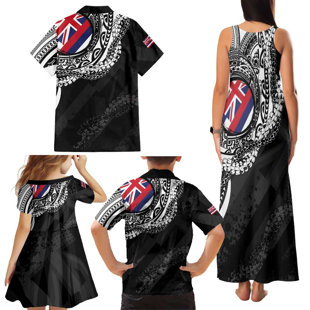 Hawaii King Flag Family Matching Tank Maxi Dress and Hawaiian Shirt Hawaiian Maile Lei LT05 - Polynesian Pride