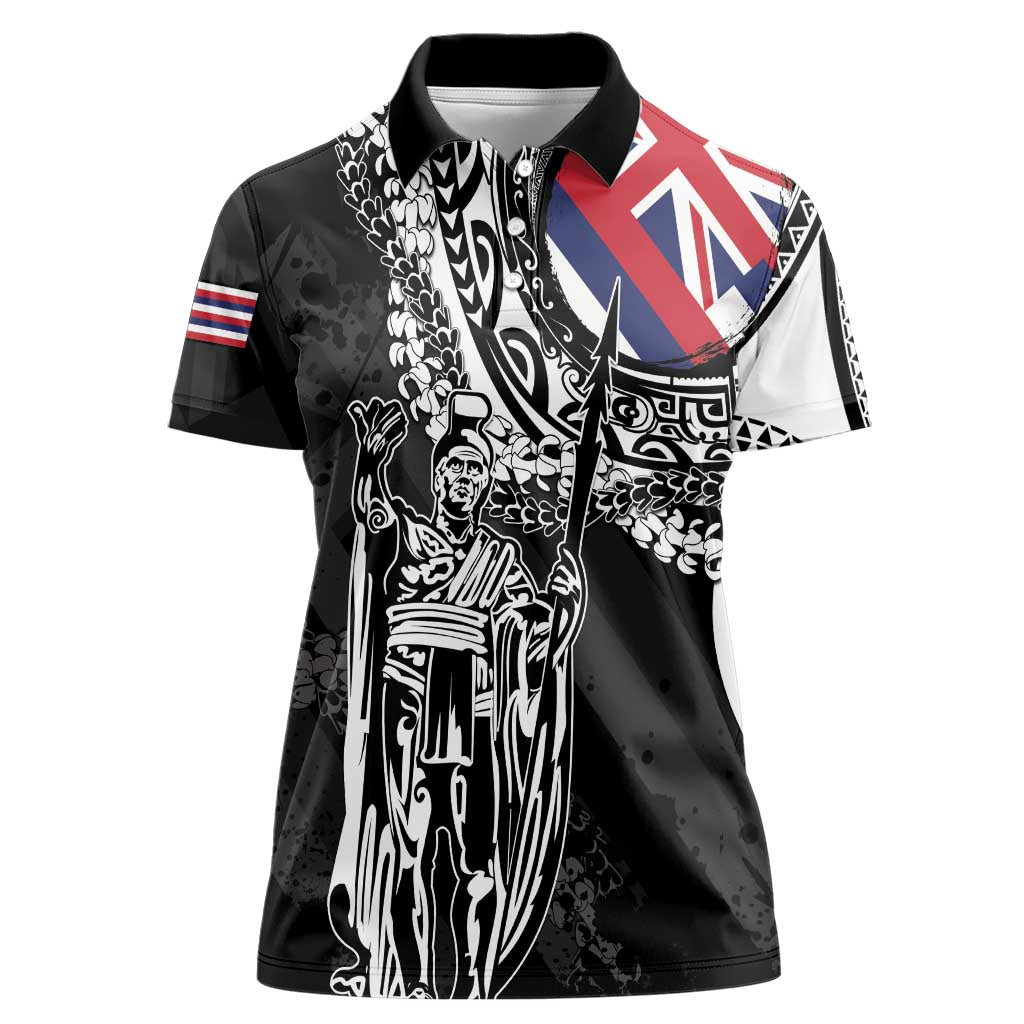 Hawaii King Flag Women Polo Shirt Hawaiian Maile Lei - Polynesian Pride