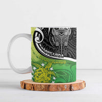 Personalised New Zealand Cook Islands Ceramic Mug Maori Tiki With Circle Stars Turtle LT05 Multicolor - Polynesian Pride