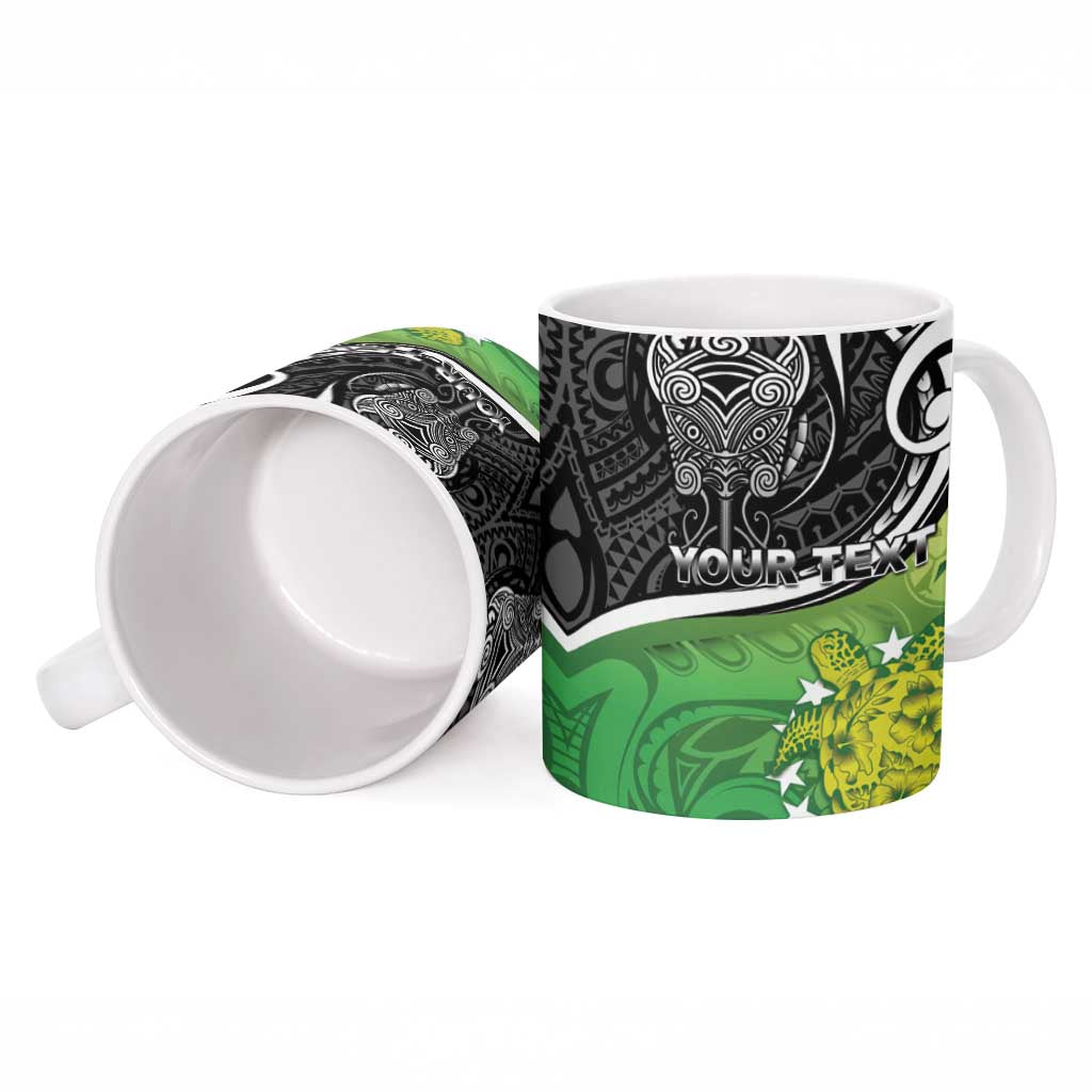 Personalised New Zealand Cook Islands Ceramic Mug Maori Tiki With Circle Stars Turtle LT05 - Polynesian Pride