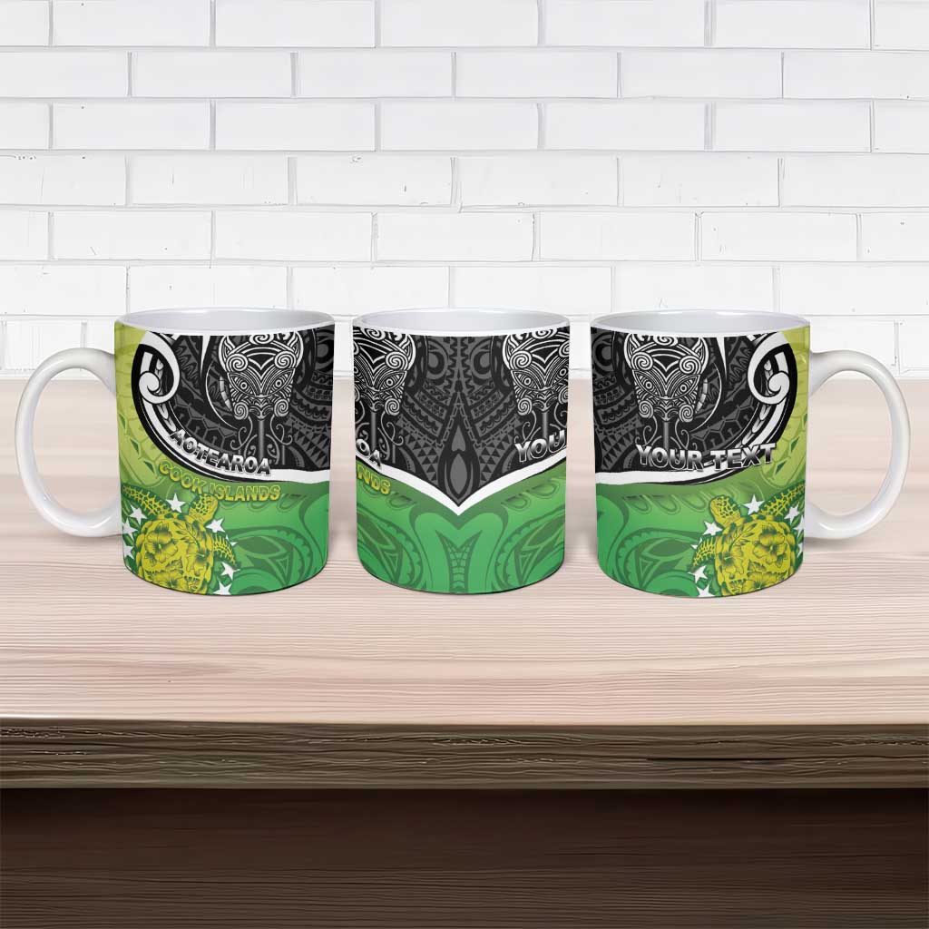Personalised New Zealand Cook Islands Ceramic Mug Maori Tiki With Circle Stars Turtle LT05 - Polynesian Pride