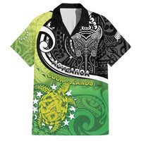 Personalised New Zealand Cook Islands Family Matching Long Sleeve Bodycon Dress and Hawaiian Shirt Maori Tiki With Circle Stars Turtle LT05 Dad's Shirt - Short Sleeve Multicolor - Polynesian Pride