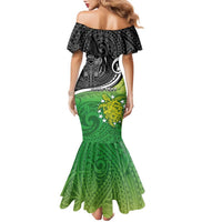 Personalised New Zealand Cook Islands Family Matching Mermaid Dress and Hawaiian Shirt Maori Tiki With Circle Stars Turtle LT05 - Polynesian Pride