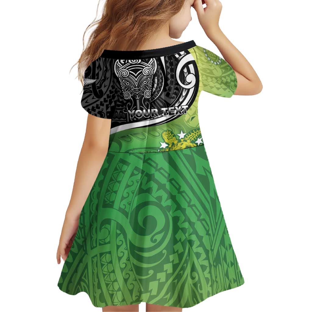 Personalised New Zealand Cook Islands Family Matching Off Shoulder Maxi Dress and Hawaiian Shirt Maori Tiki With Circle Stars Turtle LT05 - Polynesian Pride