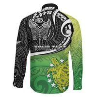 Personalised New Zealand Cook Islands Family Matching Off Shoulder Short Dress and Hawaiian Shirt Maori Tiki With Circle Stars Turtle LT05 - Polynesian Pride