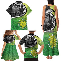 Personalised New Zealand Cook Islands Family Matching Tank Maxi Dress and Hawaiian Shirt Maori Tiki With Circle Stars Turtle LT05 - Polynesian Pride