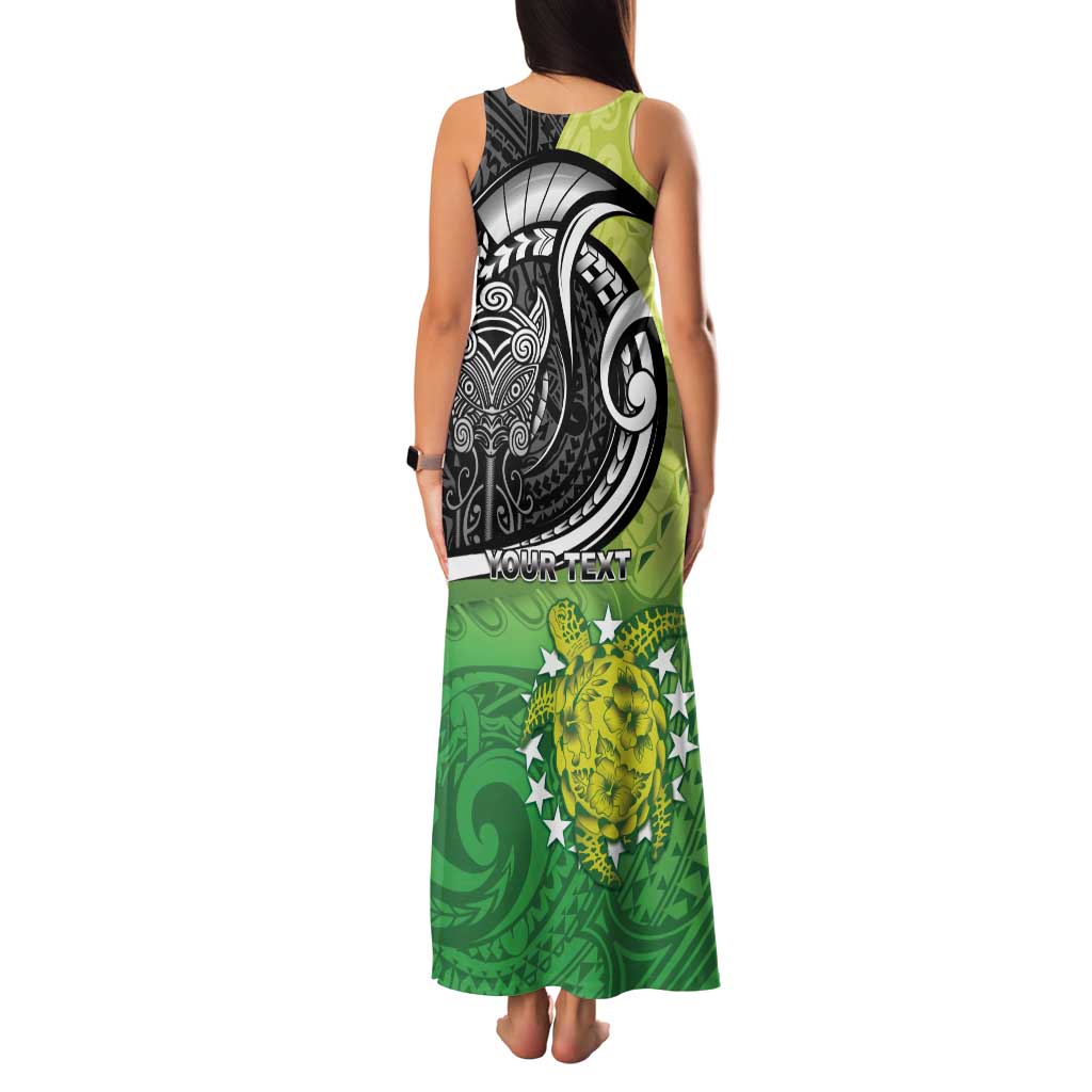 Personalised New Zealand Cook Islands Family Matching Tank Maxi Dress and Hawaiian Shirt Maori Tiki With Circle Stars Turtle LT05 - Polynesian Pride