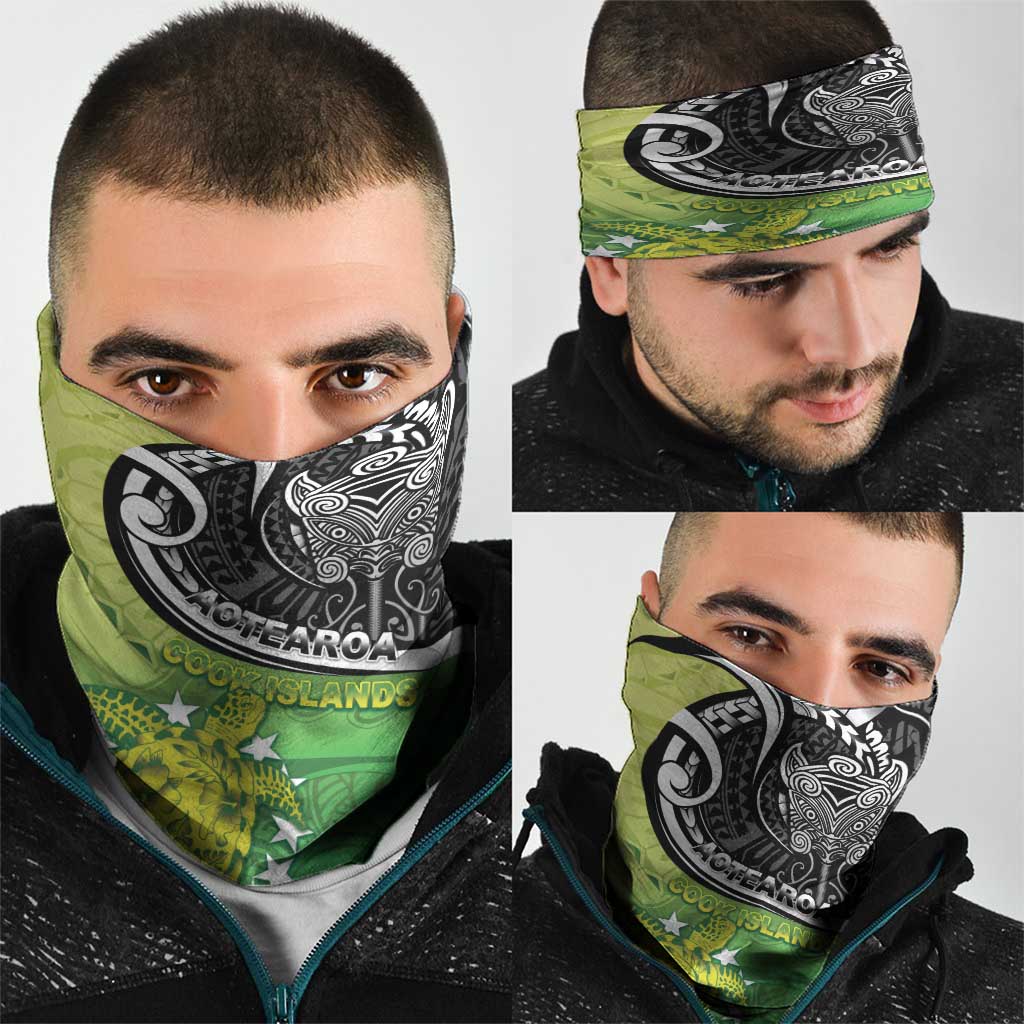 New Zealand Cook Islands Neck Gaiter Maori Tiki With Circle Stars Turtle - Polynesian Pride