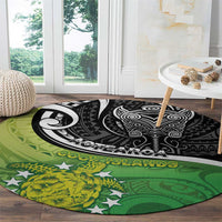 New Zealand Cook Islands Round Carpet Maori Tiki With Circle Stars Turtle LT05 - Polynesian Pride