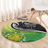 New Zealand Cook Islands Round Carpet Maori Tiki With Circle Stars Turtle LT05 - Polynesian Pride