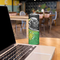 Personalised New Zealand Cook Islands Skinny Tumbler Maori Tiki With Circle Stars Turtle LT05 - Polynesian Pride