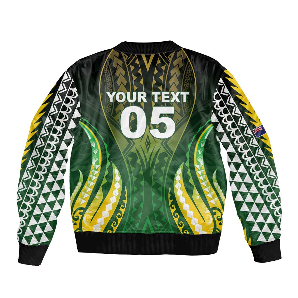 Custom Cook Islands Rugby Bomber Jacket Unique Style Green Version - Polynesian Pride