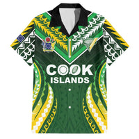 Custom Cook Islands Rugby Family Matching Long Sleeve Bodycon Dress and Hawaiian Shirt Unique Style Green Version LT05 Dad's Shirt - Short Sleeve Green - Polynesian Pride