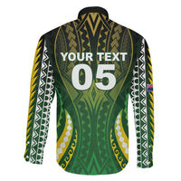 Custom Cook Islands Rugby Family Matching Off The Shoulder Long Sleeve Dress and Hawaiian Shirt Unique Style Green Version LT05 - Polynesian Pride