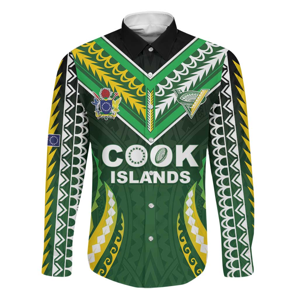 Custom Cook Islands Rugby Family Matching Off Shoulder Short Dress and Hawaiian Shirt Unique Style Green Version - Polynesian Pride