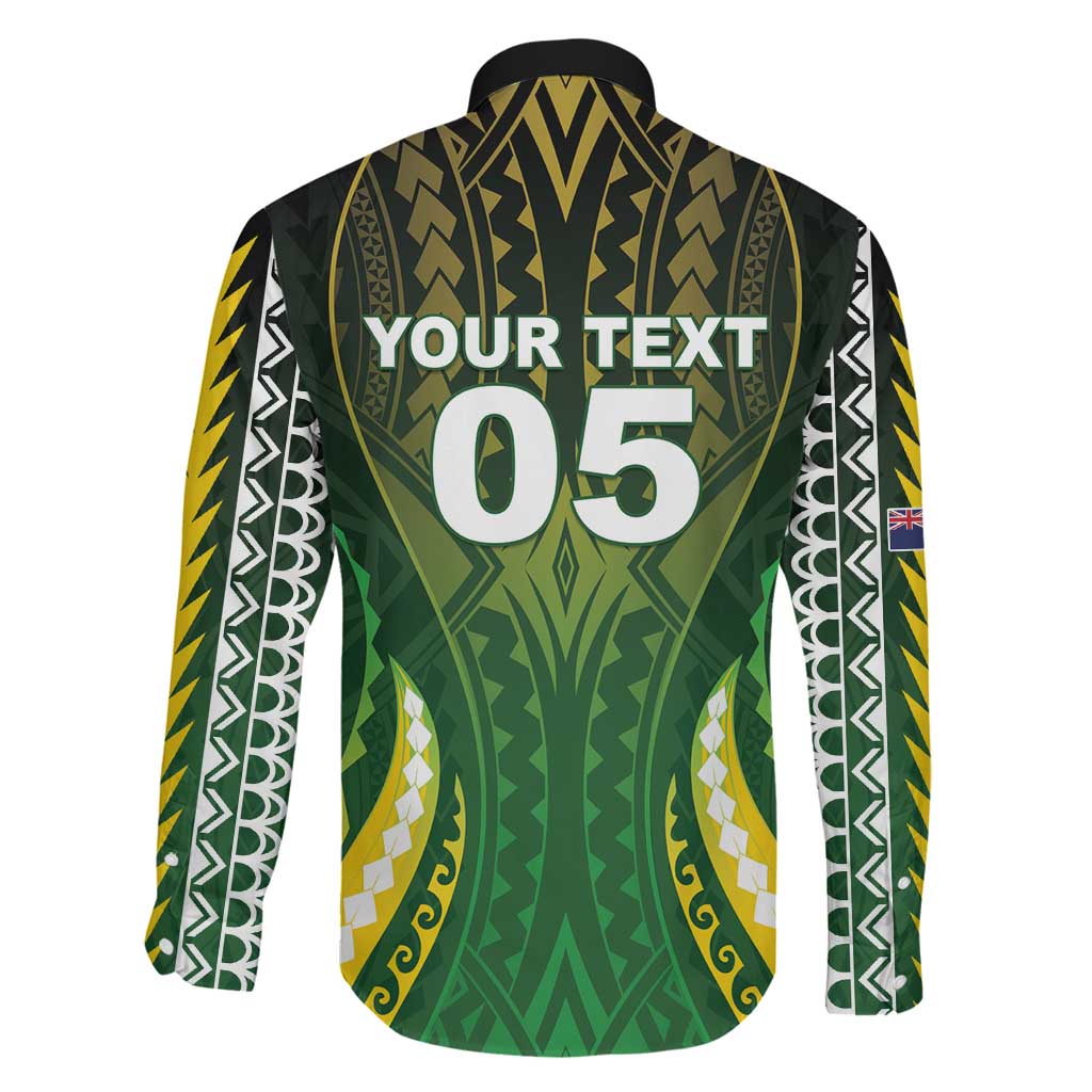 Custom Cook Islands Rugby Family Matching Short Sleeve Bodycon Dress and Hawaiian Shirt Unique Style Green Version LT05 - Polynesian Pride