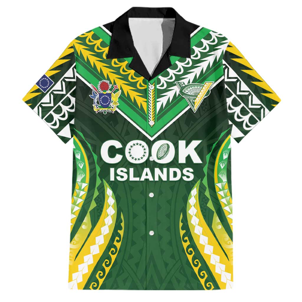 Custom Cook Islands Rugby Family Matching Tank Maxi Dress and Hawaiian Shirt Unique Style Green Version - Polynesian Pride
