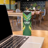 Custom Cook Islands Rugby Skinny Tumbler Unique Style Green Version - Polynesian Pride