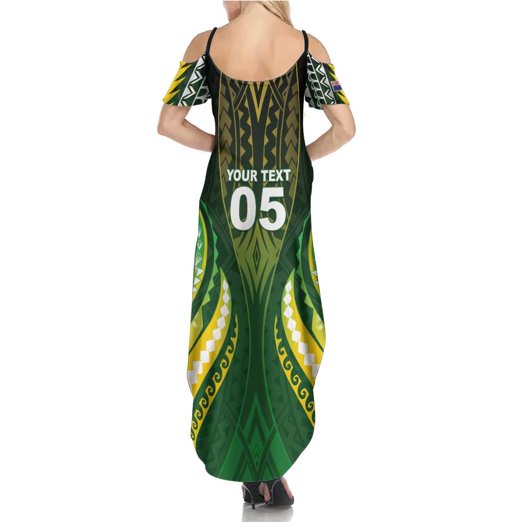 Custom Cook Islands Rugby Summer Maxi Dress Unique Style Green Version - Polynesian Pride