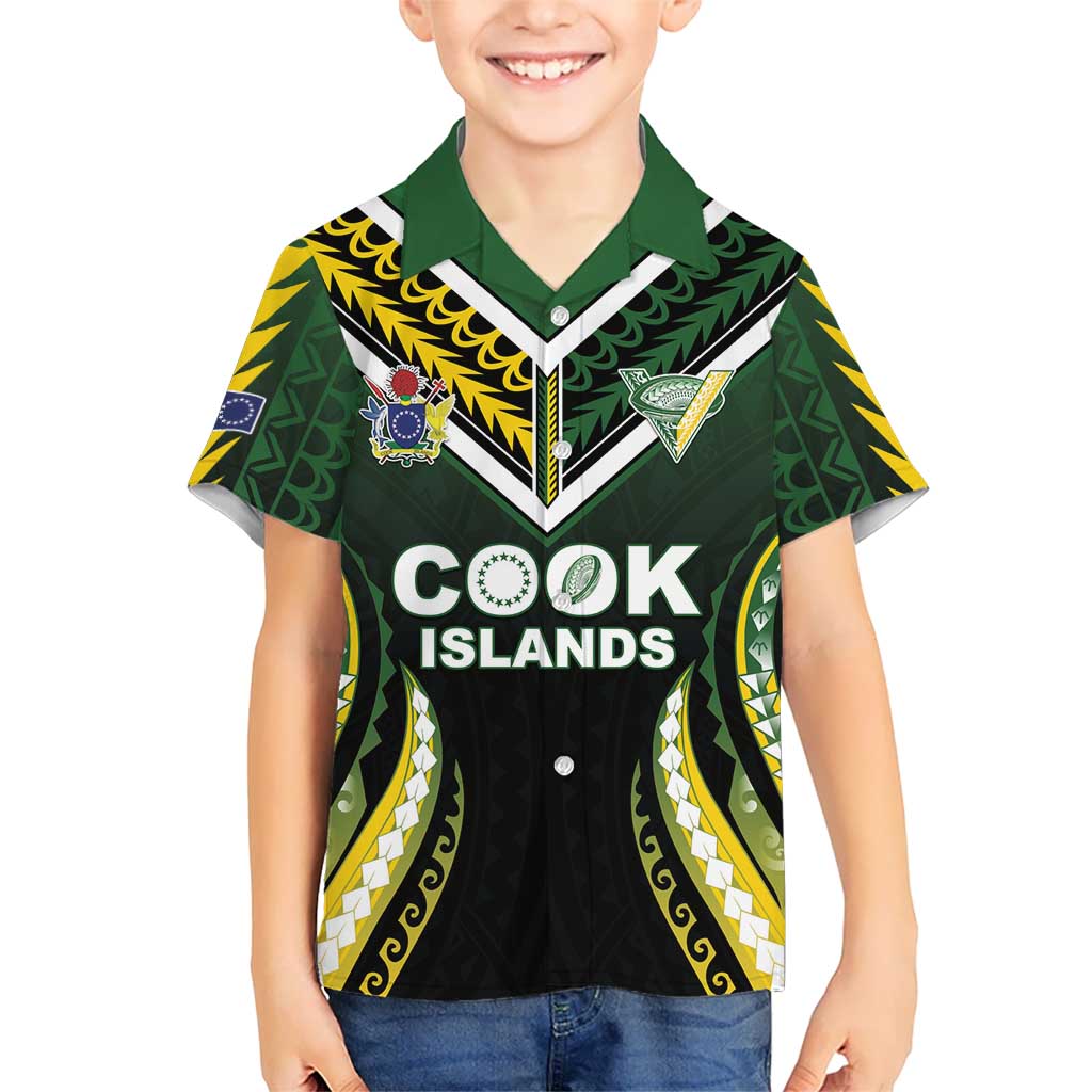 Custom Cook Islands Rugby Family Matching Mermaid Dress and Hawaiian Shirt Unique Style Black Version - Polynesian Pride