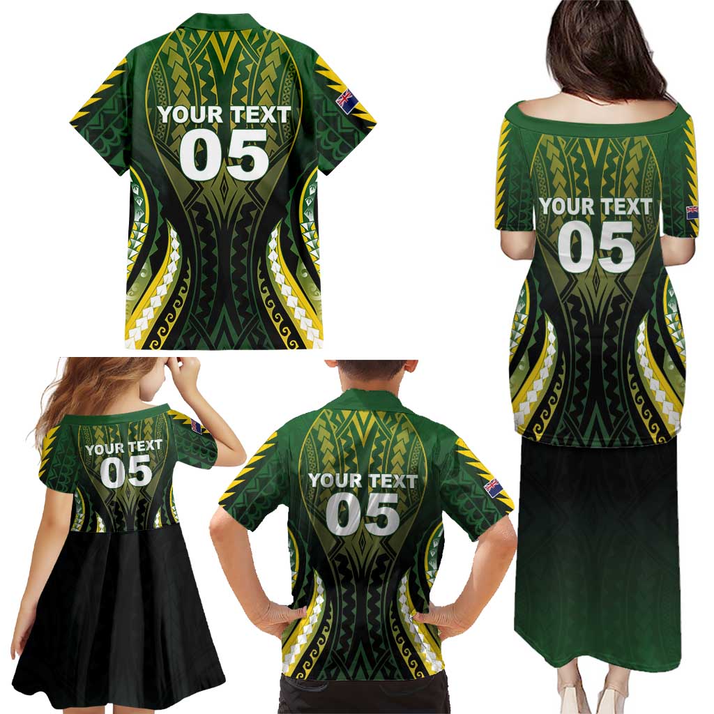 Custom Cook Islands Rugby Family Matching Puletasi and Hawaiian Shirt Unique Style Black Version - Polynesian Pride
