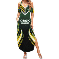 Custom Cook Islands Rugby Family Matching Summer Maxi Dress and Hawaiian Shirt Unique Style Black Version - Polynesian Pride