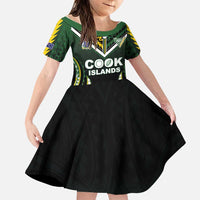 Custom Cook Islands Rugby Family Matching Tank Maxi Dress and Hawaiian Shirt Unique Style Black Version - Polynesian Pride