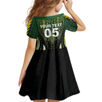 Custom Cook Islands Rugby Kid Short Sleeve Dress Unique Style Black Version - Polynesian Pride